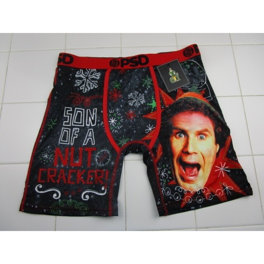 PSD Elf Son Of A Nut Cracker Men's Size Large Black Underwear Boxer Briefs